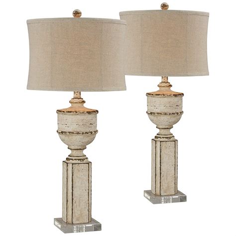 Carmen Distressed Creamy White Table Lamps Set of 2 - #594T3 | Lamps Plus