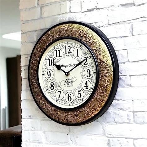 Buy Vintage Clock Brass Handcrafted Wooden Wall Clock/One Year Warranty ...