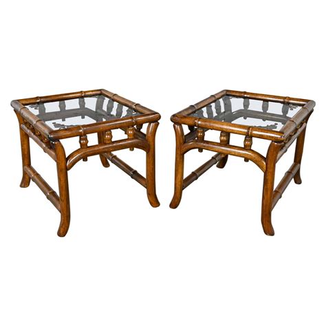 Organic Modern Woven Wicker Rattan Side or End Table with Rectangular ...