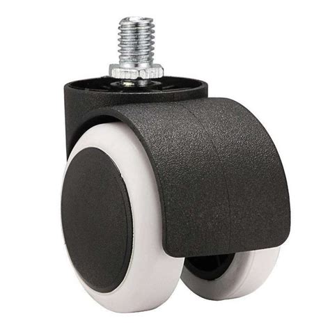 Breewell Threaded Twin Castor Revolving Chair Wheel Black & White Set ...