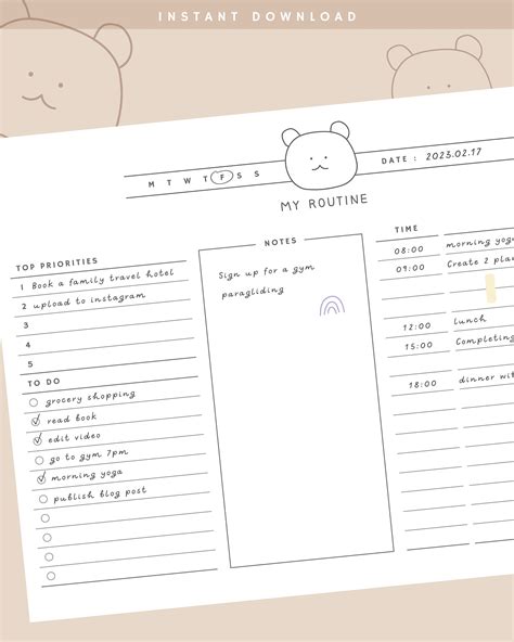 Image result for Daily Routine Planner