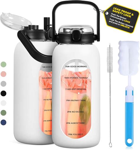 Amazon.com: Yomious 64 oz Glass Water Bottle with Straw - Half Gallon ...