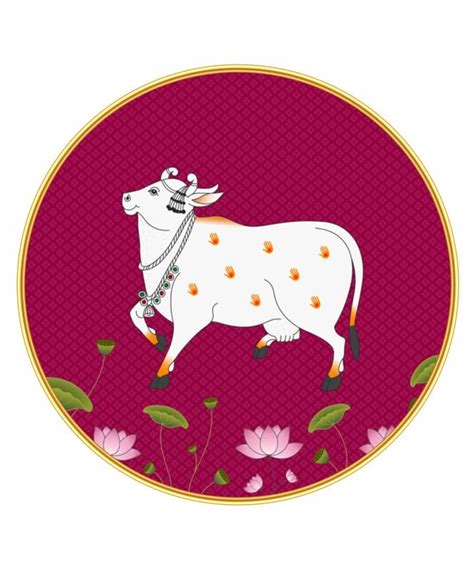 SAF Large Round Shreenath Ji Pichwai Wall Art with Golden Frame - Vinyl ...