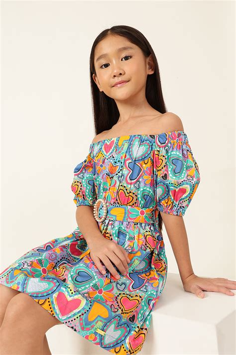 Buy Girls Multicolor Off-Shoulder Dress | One Friday