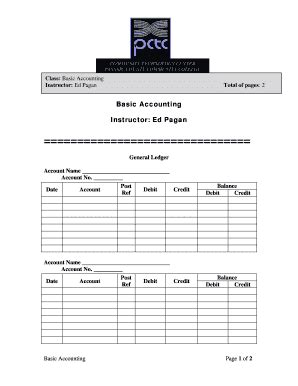 Fillable Online pccc Basic Accounting General Ledger Form 2 - Passaic ...