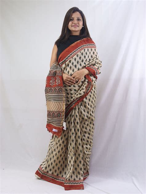 Stunning Multicolor Block Printed Chanderi Silk Saree - Versatile ...