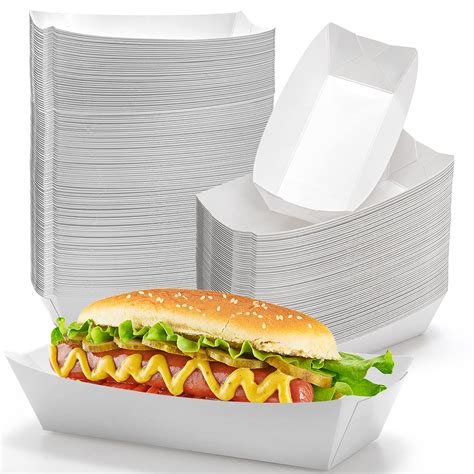 Lyellfe 200 Pack Paper Food Boats, 3 Lb Disposable Hot Dog Trays ...