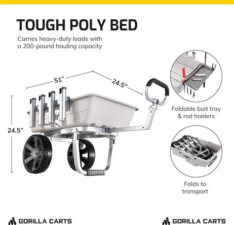 Gorilla Carts Foldable Heavy Duty Utility Cart with Rod Holders India ...