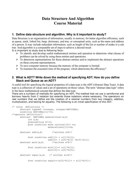 Data structure Final PART I - Data Structure And Algorithm Course ...