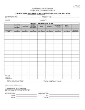 Fillable Online vdot virginia Contractor's progress schedule for ...