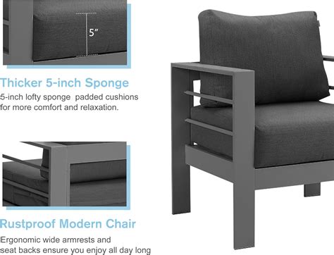 Buy Solaste Aluminum Patio Furniture Set, 4 Pcs Modern Outdoor ...