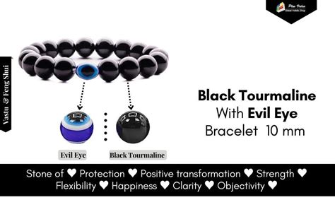 Buy Plus Value Natural Black Tourmaline Nazariya Evil Eye Bracelet for ...