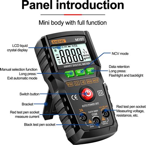 Buy Weytoll M107 Digital Multimeter 4000 Counts NCV Universal Meter ...
