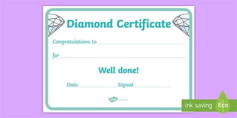 Diamond Certificate (teacher made) - Twinkl