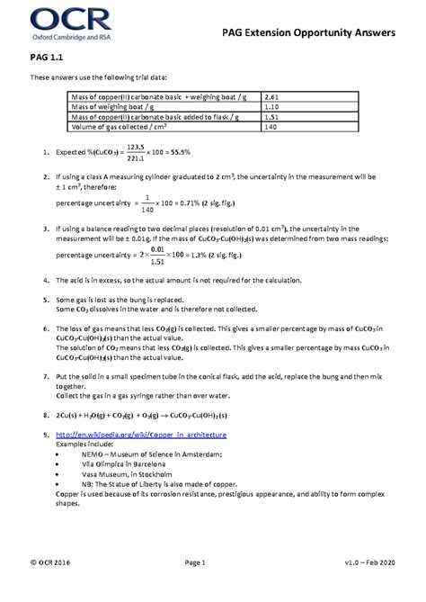 GCE Chemistry PAG 2.1 Acid-Base Titration: Hydrochloric Acid ...