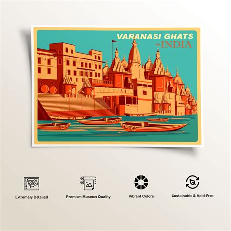 Buy India Varanasi Ghats of Uttar Pradesh Travel Poster Art & Prints ...