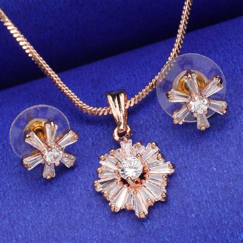 Gardenia Grace Pendant Set (Rose Gold) – Calistaindia