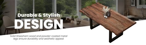INMARWAR 6/8 Seater Big Wooden Dining Table Only | Powder Coated Metal ...