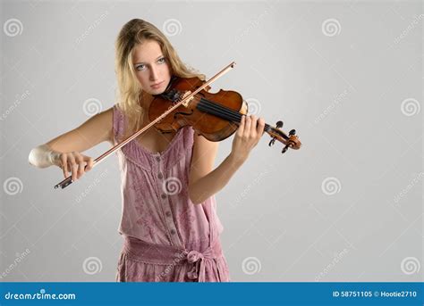 Pretty Young Violinist Playing the Violin Stock Image - Image of ...