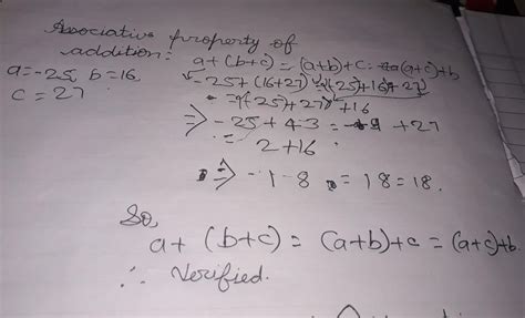 1. Verify the Associative property of addition and subtraction for the ...
