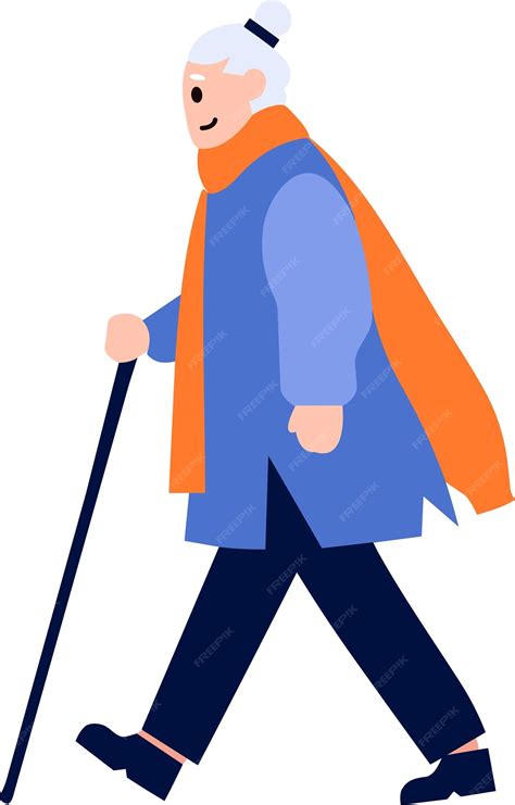 Premium Vector | Hand drawn elderly characters walk with canes in flat style isolated on background