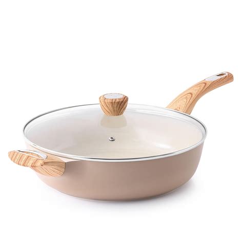 SENSARTE Ceramic Nonstick Frying Pan Skillet with Lid, 13.3 Inch Large ...