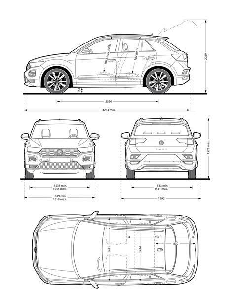Volkswagen T-Roc blueprint | Car drawings, Volkswagen, Blueprints