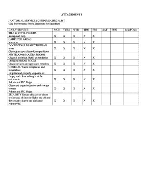 Janitor Schedule - Fill Online, Printable, Fillable, Blank | pdfFiller