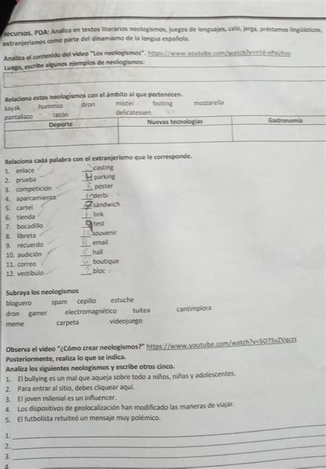 Resuelto:Recursos. PDA: Analiza en textos literarios neologismos ...