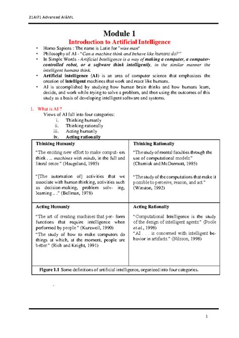 AIML MOD1 - mod 1 - Module 1 Introduction to Artificial Intelligence ...