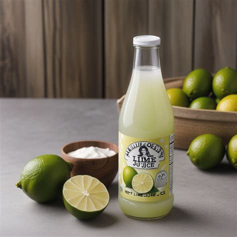 Refreshing Homemade Lime Juice in a Bottle with Fresh Limes Nearby