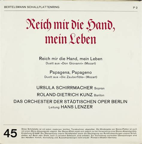 Hans Lenzer. Orchester der Städtischen Oper Berlin. Mozart. Reich mir ...