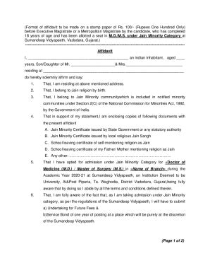 Fillable Online (Format of affidavit to be made on a stamp paper of Rs ...