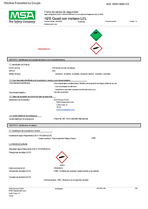 MSA - Mixed Gas - Safety Data Sheet - for 10053022, 10128160,10150595 ...