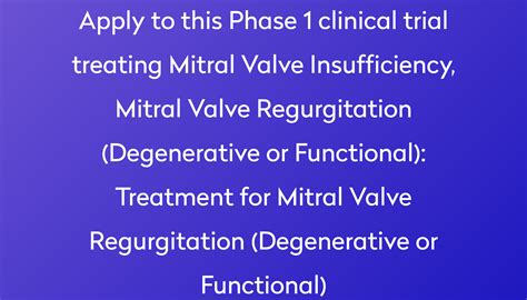 Treatment for Mitral Valve Regurgitation (Degenerative or Functional ...