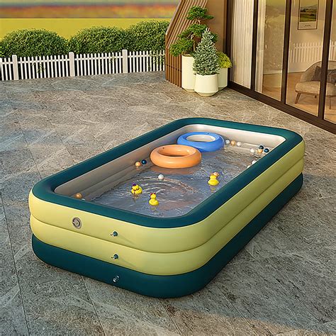 SDJMa Inflatable Pool, 118" x 68" x 23" Full-Sized Family Inflatable ...