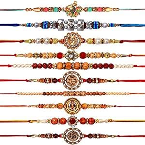 Buy Shree Shyam Sales Set of 10 Mix Rakhi for Brother with High Quality ...