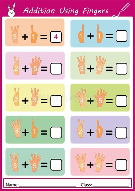 Addition Using Fingers | Math Worksheet for Kids