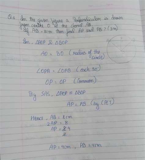 In the figure perpendicular is drawn from centre O to the chord AB.If ...