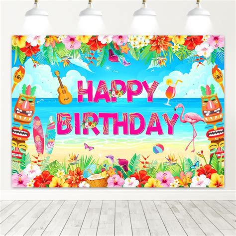 7x5ft Summer Hawaiian Birthday Backdrop Hawaiian Beach Photography ...