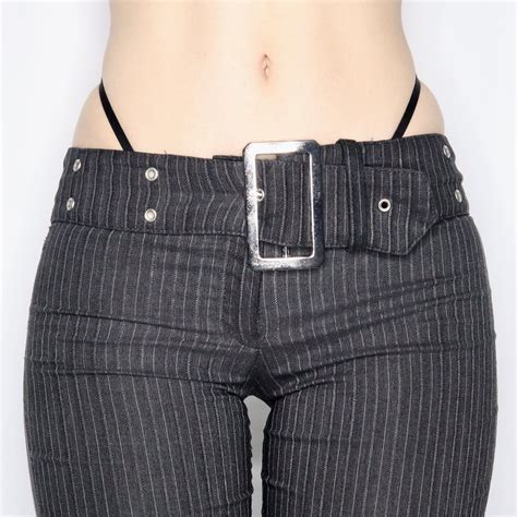 Vintage Y2K Black Pinstripe Low Rise Flare Pants | Aesthetic clothes ...