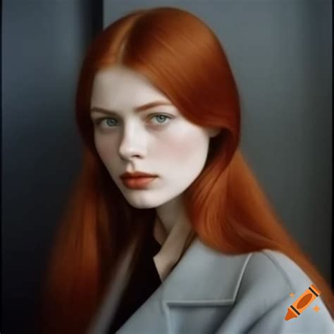 Young woman with long red hair in black and man in yellow hoodie at bar ...