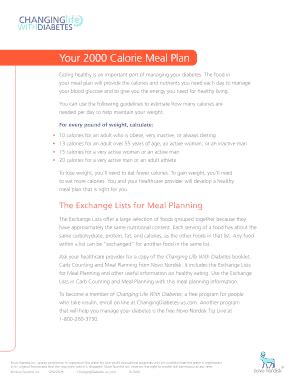 Fillable Online www2 massgeneral Your b2000b Calorie Meal Plan - www2 ...