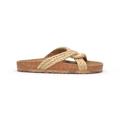 Beige Raffia Rope Cork Sandals for Women | Soft Suede Footbed | Indifeet