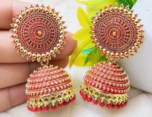 Flipkart.com - Buy TANLOOMS Kundan Jhumka For girls and Women. (Red ...