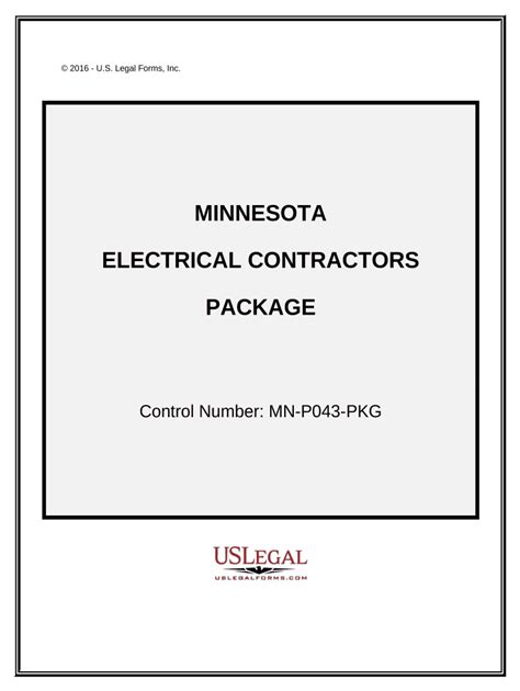 Minnesota Electrical Contractors Package - Blank Fillable Template ...
