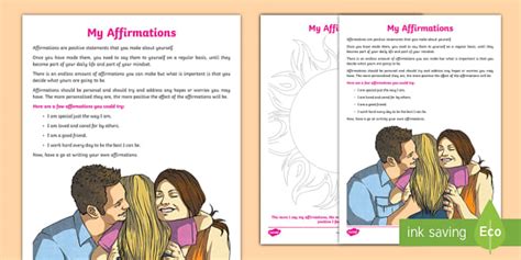 My Affirmations Circle Worksheet - Primary Resources