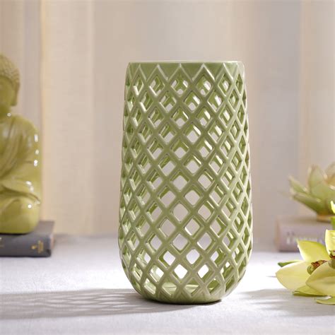 Green Interlaced Ceramic Vase - Medium