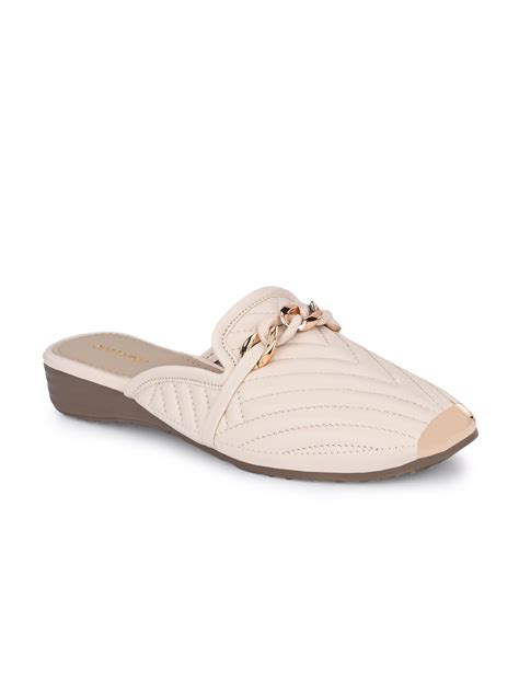 Women Off-White Chain Detail Mules Flats – CLOG LONDON