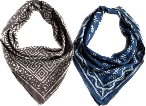 Set of 2 Organic Cotton Bandana Scarf, Headband, Head Wrap for Women a ...